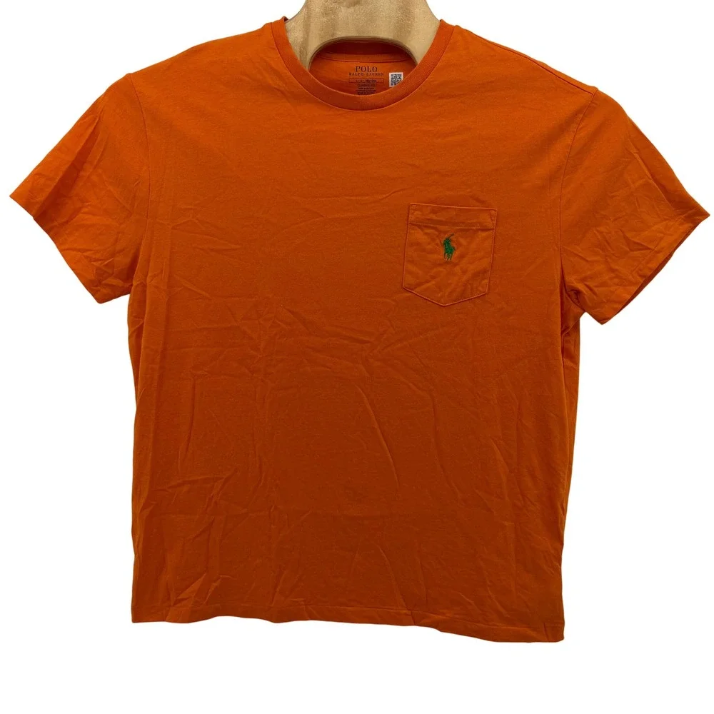 Polo Ralph Lauren Pocket T-Shirt Mens Large Orange Classic Fit Short Sleeve Tee